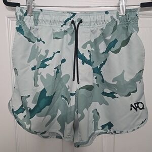 NFQ Shorts Men's Medium Green 5.5"‎ Inseam Light Camo Athletic Gym Running Train